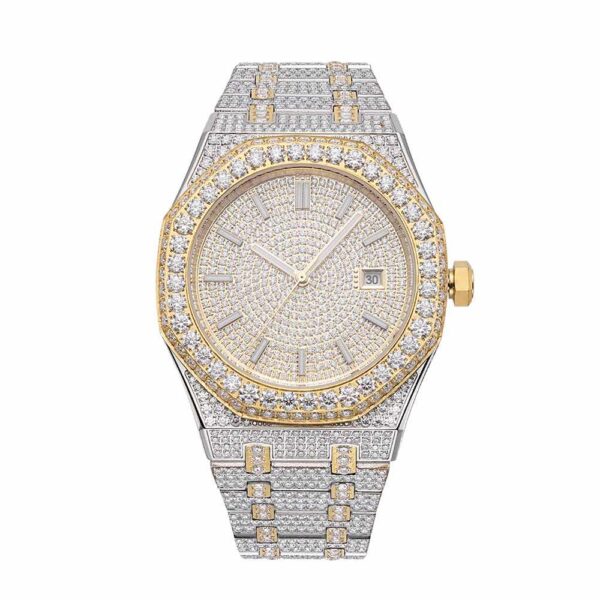 Bust Down Moissanite Watch | 44MM | 14K Yellow Gold | Iced Out
